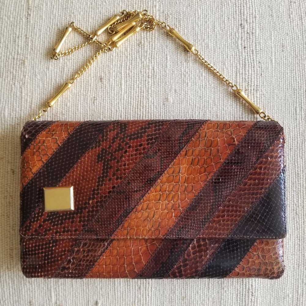 VIntage Susan Gail snakeskin evening bag with chain strap